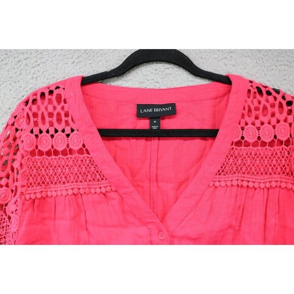 Lane Bryant Long Balloon Sleeves Button Down Blouse-Size 18-Boho-Lace - Picture 4 of 9